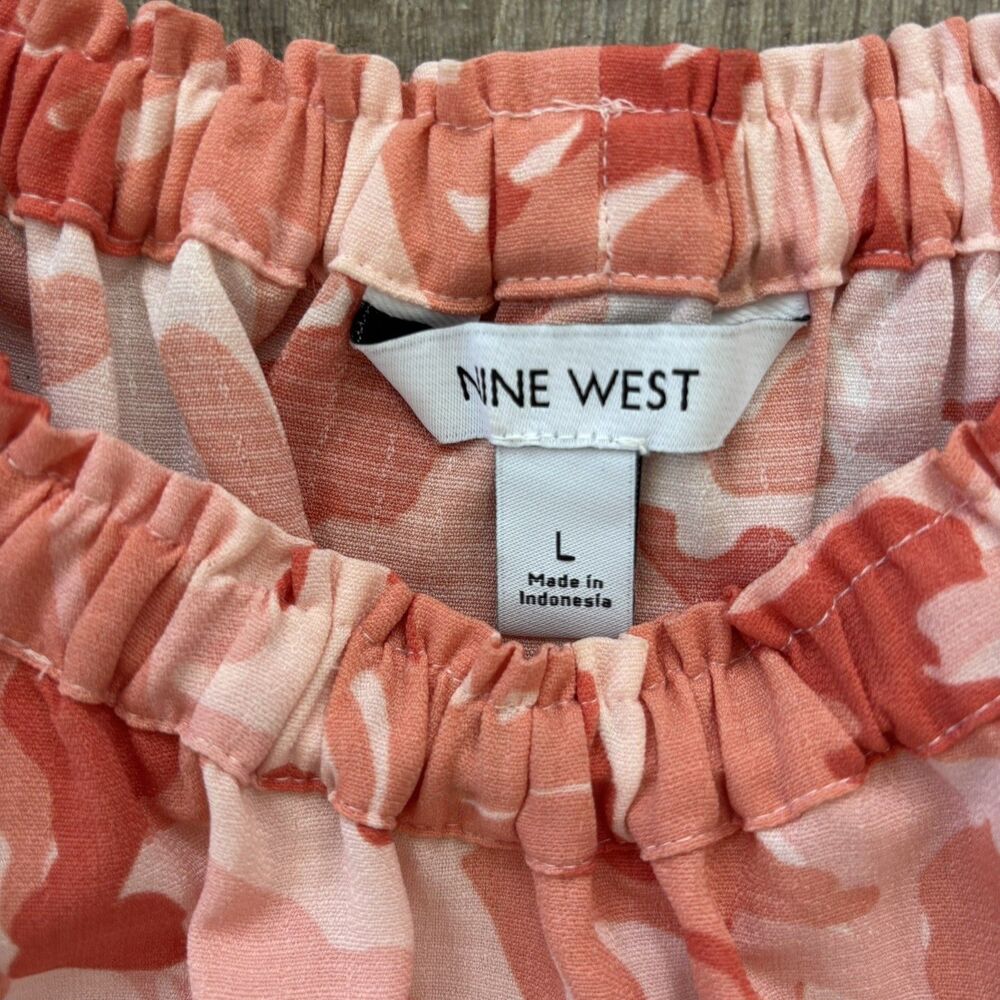 NINE WEST Womens Halter Floral Dress Size L Tiered Ruffle Resort Wedding Guest - Picture 5 of 16